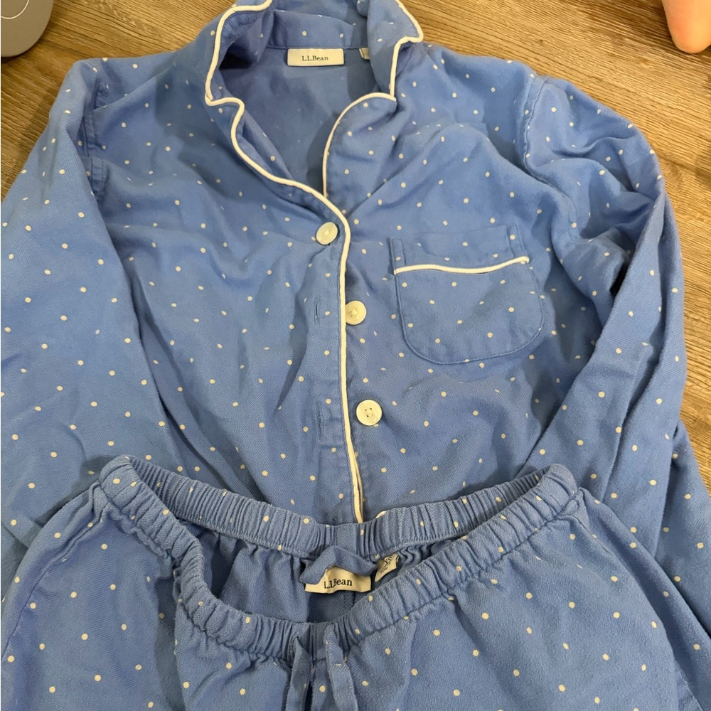 L.L. Bean Light Blue Polka Dot Cotton Pajama Set